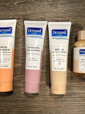 Dermasil Labs Face Skin Care Lot Oatmeal Cleanser Milk Toner Exfoliating Scrub